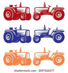 Ilustración del vector del tractor de granja. Icono Del Tractor Aislado En Un Fondo Blanco
