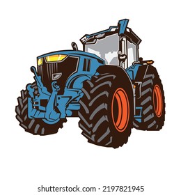 Ilustración vectorial de Farm Tractor, perfecta para el diseño del logotipo de la Compañía de Alquiler de Equipos y la Granja