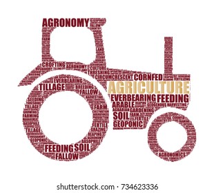 farm tractor vector silhouette tag cloud