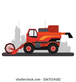 Farm tractor vehicle at city