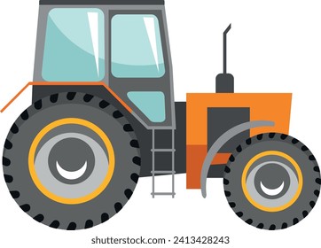 Farm Tractor Vehicle Icon in Flat Style. Vector Illustration