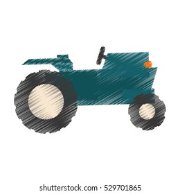 farm tractor vehicle icon over white background. colorful and sketch design. vector illustration