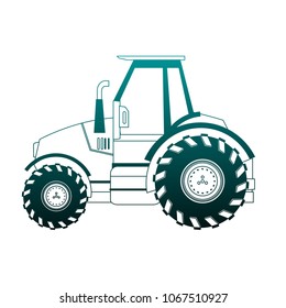 Farm tractor vehicle on blue lines