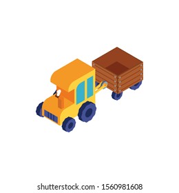 farm tractor yellow in white background vector illustration design