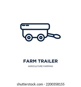 farm trailer icon from agriculture farming and gardening collection. Thin linear farm trailer, farm, agriculture outline icon isolated on white background. Line vector farm trailer sign, symbol for