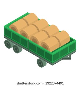 Farm trailer icon. Isometric of farm trailer vector icon for web design isolated on white background