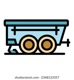 Farm trailer icon outline vector. Agriculture equipment. Machinery harvest color flat