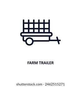 farm trailer icon. Thin line farm trailer icon from agriculture and farm collection. Outline vector isolated on white background. Editable farm trailer symbol can be used web and mobile