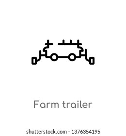 farm trailer vector line icon. Simple element illustration. farm trailer outline icon from agriculture farming concept. Can be used for web and mobile