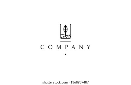 Farm Tree Abstract Black minimalistic vector logo design