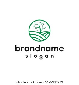 farm tree logo design vector