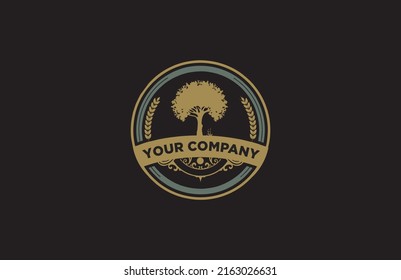 FARM TREE LOGO VINTAGE STYLE CONCEPT