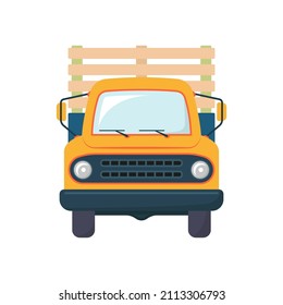 Farm Truck Icon. Color Silhouette. Front View. Vector Simple Flat Graphic Illustration. Isolated Object On A White Background. Isolate.