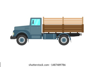 Farm truck icon. Colored silhouette. Side view. Vector simple flat graphic illustration. Isolated object on white background. Isolate.