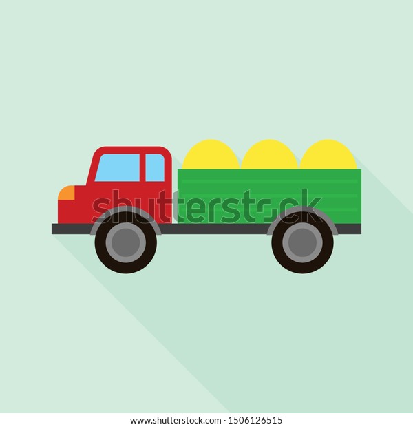 Farm truck icon. Flat illustration of farm truck\
vector icon for web\
design