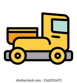 Farm Truck Icon Outline Vector. Combine Machinery. Field Vehicle