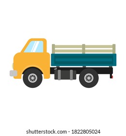 Farm truck icon. Side view. Colored silhouette. Vector graphic illustration. The isolated object on a white background. Isolate.
