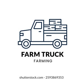 Farm Truck line Icon Set . Agriculture , farm , rural, harvest . Vector Illustration