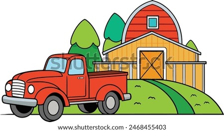 farm truck logo vector art illsutration