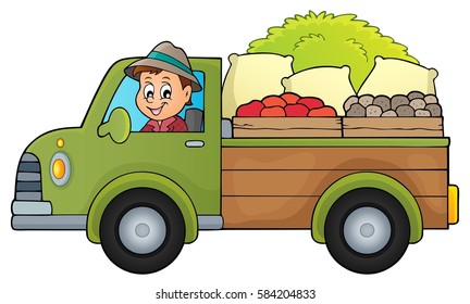 Farm Truck Theme Image 1 Eps10 Stock Vector (Royalty Free) 584204833 ...