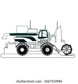 Farm truck vehicle at city on blue lines