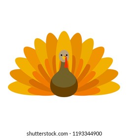 Farm turkey icon. Flat illustration of farm turkey vector icon for web design