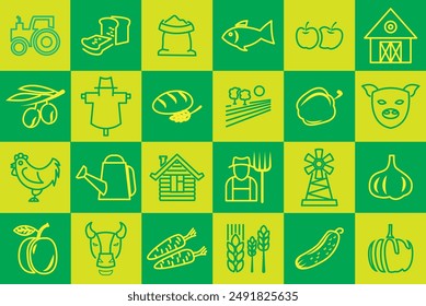 Farm vecto icons. Editable clipart.