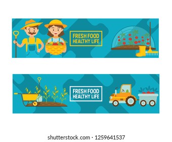 Farm vector farming gardening harvest backdrop farmer man gardener woman character and farms natural products organic food illustration healthy vegetables in garden house background