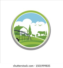 Farm Vector Flat Illustration. Field and House