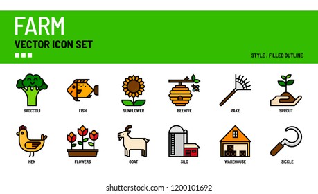 Farm vector icon set.