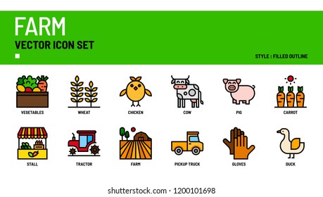 Farm vector icon set.
