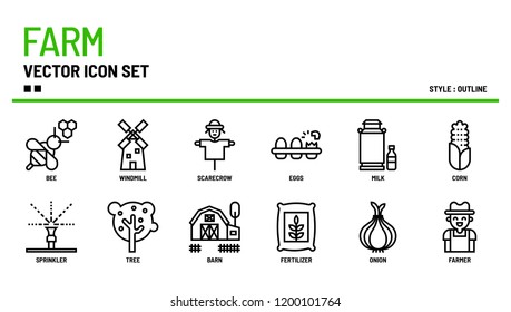 Farm vector icon set.