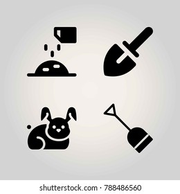 Farm vector icon set. fertilizer, trowel, shovel and ground