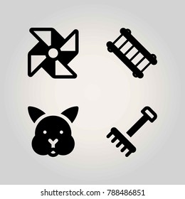 Farm vector icon set. pinwheel, rabbit, rake and ladder