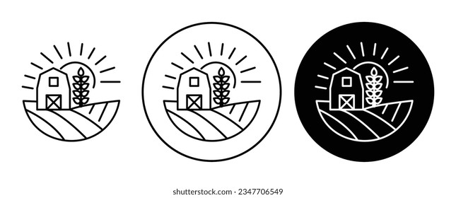 Feldvektorsymbol-Set. Dorfbauernsymbol in schwarzer Farbe.