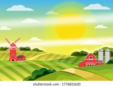 Eco Farming Agriculture Concept Rural Cityscape Stock Vector (Royalty ...