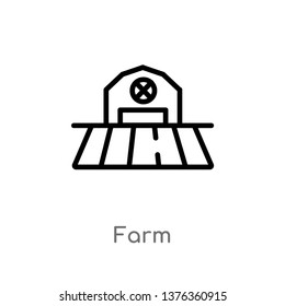 farm vector line icon. Simple element illustration. farm outline icon from farming and gardening concept. Can be used for web and mobile