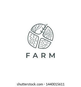 Farm vector logo. Bio production emblem. Farm fresh food label design