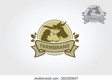Farm Vector Logo Template. Chicken and Poultry Farm logo template. Logo could be used as the main identity element of organic farm or store, vegetarian or vegan restaurant.