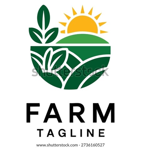 Farm vector logo template design suitable for agriculture branding rural business organic food production eco farming identity and countryside themed visual projects