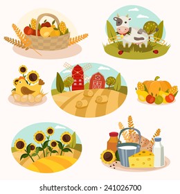 Farm vector set - 7 detailed icons.