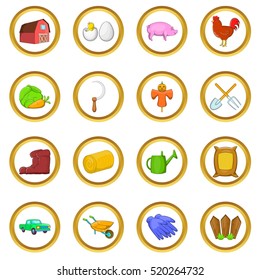 Farm vector set in cartoon style isolated on white background