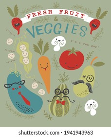 farm vegetable health cute vector