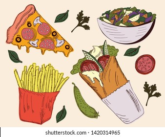 Farm vegetable poster. Fresh veggies. Vector illustration sketch 