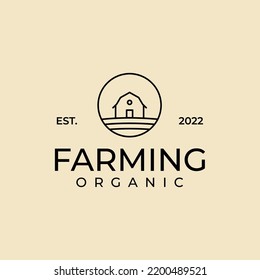Farm Village badge logo line art Vector design Template