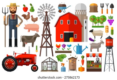 Farm in village vector logo design template. harvest, gardening, horticulture or animals, food icon.