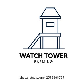 Farm Watch Tower line Icon Set . Agriculture ,rural, harvest . Vector Illustration