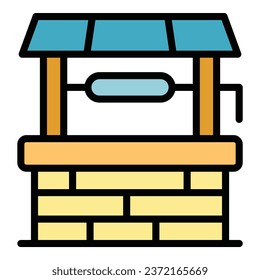 Farm well icon outline vector. Cow cattle. Angus animal color flat