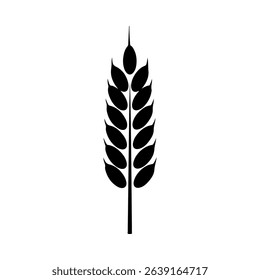 Farm wheat ear silhouette icon vector flat design on white background