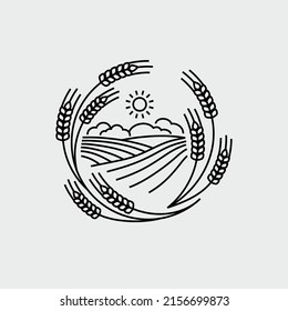 Vectorliniensymbol des Feldwheat Oars Field Round-Label-Badings